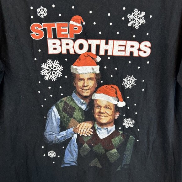 Step Brothers Funny Christmas T-Shirt Size Large Black Holiday Graphic Tee - Picture 3 of 4